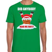 Bellatio Fun Kerstshirt / outfit Did anybody hear my fart groen voor heren