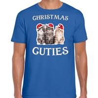 Bellatio Kitten Kerst t-shirt / outfit Christmas cuties blauw voor heren