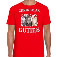 Bellatio Kitten Kerst t-shirt / outfit Christmas cuties rood voor heren