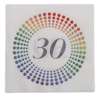 60x Leeftijd 30 jaar themafeest/verjaardag servetten 33 x 33 cm confetti -