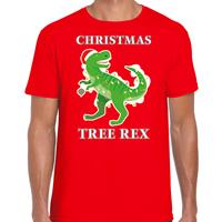 Bellatio Christmas tree rex Kerstshirt / outfit rood voor heren