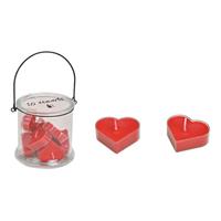 10x Rode hartjes kaarsjes met theelichthouder potje 13 cm valentijn/bruiloft -