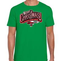 Bellatio Merry Christmas Kerstshirt / Kerst t-shirt groen voor heren