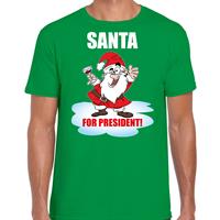 Bellatio Santa for president Kerst t-shirt / Kerst outfit groen voor heren