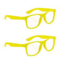 4x stuks neon verkleed brillen fel geel -