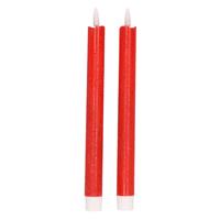 Bellatio 2x Kerstdiner/diner kaarsen rood LED 25,5 cm -