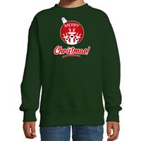 Bellatio Rendier Kerstbal sweater / Kerst outfit Merry Christmas groen voor kinderen