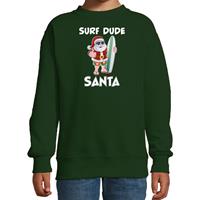 Bellatio Surf dude Santa fun Kerstsweater / outfit groen voor kinderen