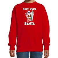 Bellatio Surf dude Santa fun Kerstsweater / outfit rood voor kinderen