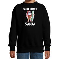 Bellatio Surf dude Santa fun Kerstsweater / outfit zwart voor kinderen