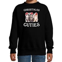 Bellatio Kitten Kerst sweater / outfit Christmas cuties zwart voor kinderen