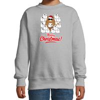 Bellatio Foute Kerstsweater / outfit met hamsterende kat Merry Christmas grijs voor kinderen