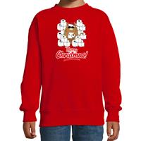 Bellatio Foute Kerstsweater / outfit met hamsterende kat Merry Christmas rood voor kinderen