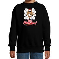 Bellatio Foute Kerstsweater / outfit met hamsterende kat Merry Christmas zwart voor kinderen