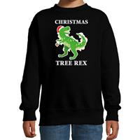 Bellatio Christmas tree rex Kerstsweater / outfit zwart voor kinderen
