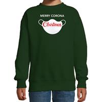 Bellatio Merry corona Christmas foute Kerstsweater / outfit groen voor kinderen