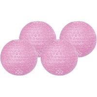 4x stuks luxe lampionnen roze met bloem motief 35 cm -