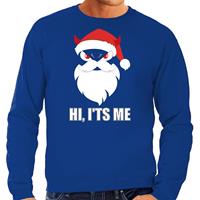 Bellatio Devil Santa Kerst sweater / Kerst outfit Hi its me blauw voor heren