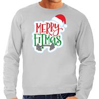 Bellatio Merry fitmas Kerstsweater / outfit grijs voor heren