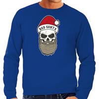 Bellatio Bad Santa foute Kerstsweater / outfit blauw voor heren