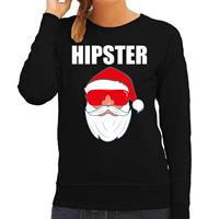 Bellatio Foute Kerst sweater / Kerst outfit Hipster Santa zwart voor dames