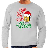 Bellatio Ho ho hold my beer fout Kerstsweater / outfit grijs voor heren