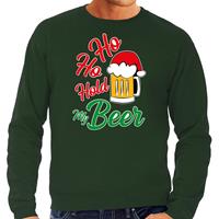 Bellatio Ho ho hold my beer fout Kerstsweater / outfit groen voor heren