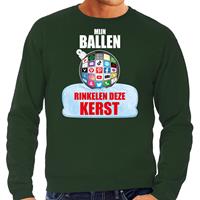 Bellatio Rinkelende Kerstbal sweater / Kerst outfit Mijn ballen rinkelen deze Kerst groen voor heren