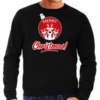 Bellatio Rendier Kerstbal sweater / Kerst outfit Merry Christmas zwart voor heren