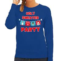 Bellatio Ugly sweater party Kerstsweater / outfit blauw voor dames