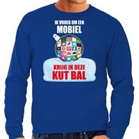 Bellatio Kut Kerstbal sweater / Kerst outfit Ik vroeg om een mobiel krijg ik deze kut bal blauw voor heren