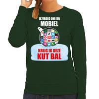 Bellatio Kut Kerstbal sweater / Kerst outfit Ik vroeg om een mobiel krijg ik deze kut bal groen voor dames