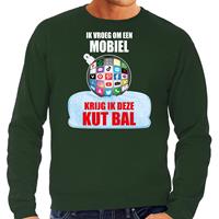 Bellatio Kut Kerstbal sweater / Kerst outfit Ik vroeg om een mobiel krijg ik deze kut bal groen voor heren