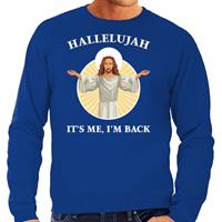 Bellatio Hallelujah its me im back Kerstsweater / outfit blauw voor heren