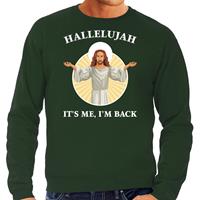 Bellatio Hallelujah its me im back Kerstsweater / outfit groen voor heren