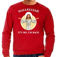 Bellatio Hallelujah its me im back Kerstsweater / outfit rood voor heren