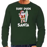 Bellatio Surf dude Santa fun Kerstsweater / outfit groen voor heren