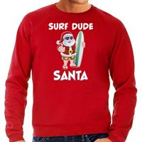 Bellatio Surf dude Santa fun Kerstsweater / outfit rood voor heren