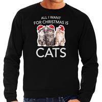 Bellatio Kitten Kerst sweater / outfit All I want for Christmas is cats zwart voor heren