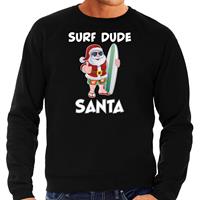 Bellatio Surf dude Santa fun Kerstsweater / outfit zwart voor heren