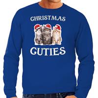 Bellatio Kitten Kerst sweater / outfit Christmas cuties blauw voor heren