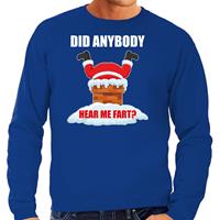 Bellatio Fun Kerstsweater / outfit Did anybody hear my fart blauw voor heren