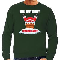 Bellatio Fun Kerstsweater / outfit Did anybody hear my fart groen voor heren