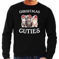 Bellatio Kitten Kerst sweater / outfit Christmas cuties zwart voor heren