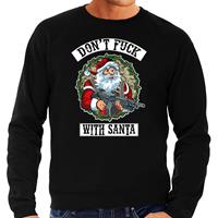 Bellatio Foute Kerstsweater / outfit Dont fuck with Santa zwart voor heren