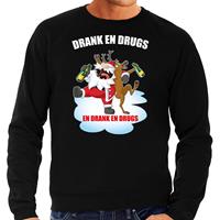 Bellatio Foute Kerstsweater / outfit Drank en drugs zwart voor heren