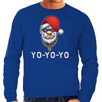 Bellatio Gangster / rapper Santa foute Kerstsweater / outfit blauw voor heren