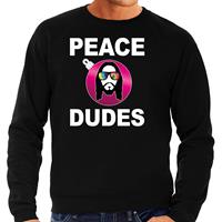 Bellatio Hippie jezus Kerstbal sweater / Kerst outfit peace dudes zwart voor heren