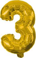 Procos Folienballon Gold 1 Folienballon GOLD No. 3 mit 1 Papierhalm zum Aufblasen 31 cm gold