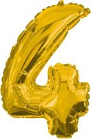 Procos Folienballon Gold 1 Folienballon GOLD No. 4 mit 1 Papierhalm zum Aufblasen 33 cm gold